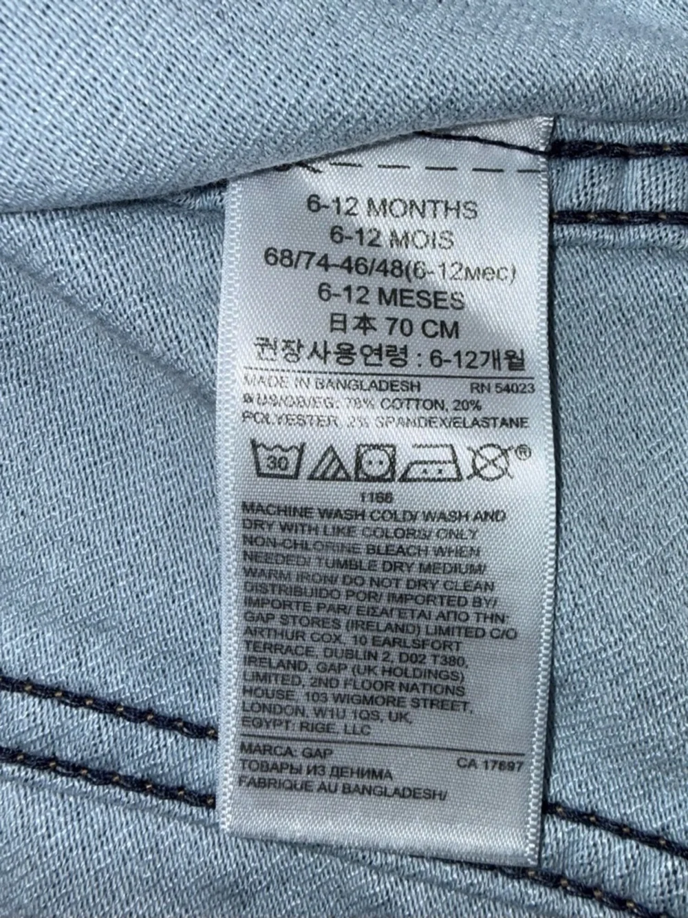 Baby Gap Denim Trucker Jacket Size 6-12 Months Snap Front Classic, Unisex